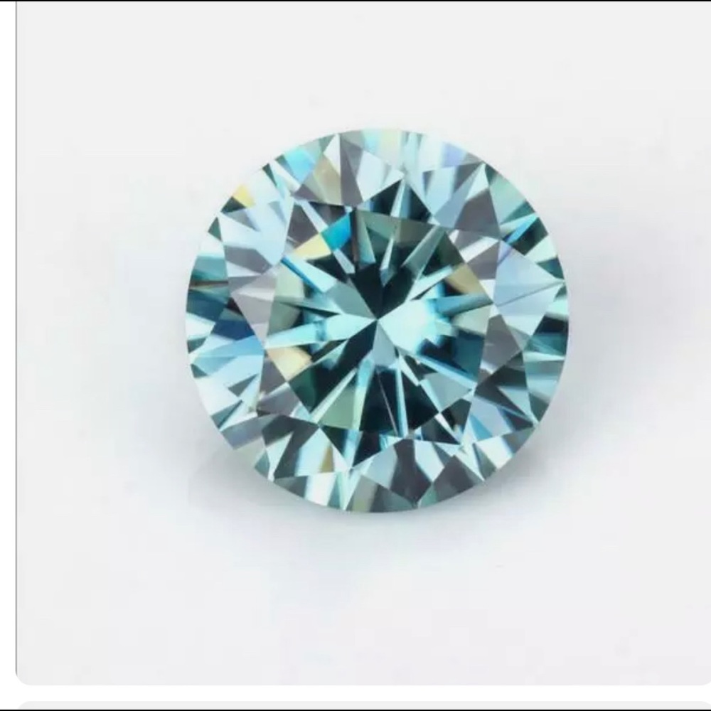 1CT Light Blue Color Loose Moissanite  Certificate